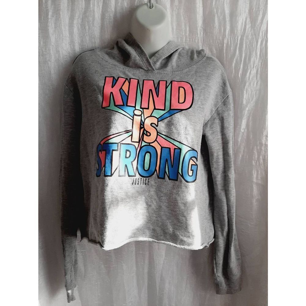 Justice cropped kind is strong lightweight sz 14/16 hoodie